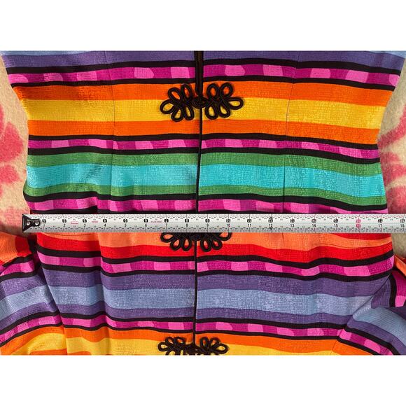 VTG Maggy London by Kenneth Nolan rainbow bold blazer 100% silk SZ 8 90s retro - Picture 7 of 8